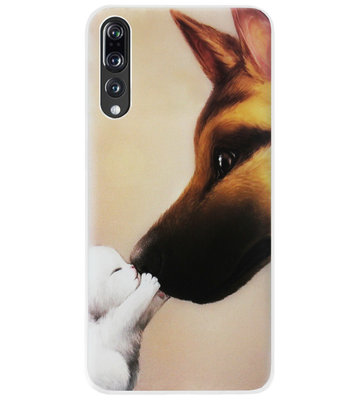 ADEL Siliconen Back Cover Softcase Hoesje voor Huawei P20 Pro - Hond Kat Familie