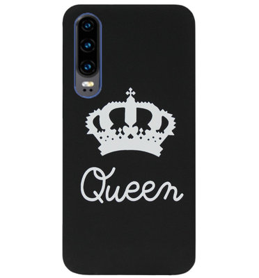 ADEL Siliconen Back Cover Softcase Hoesje voor Huawei P30 - Queen Zwart