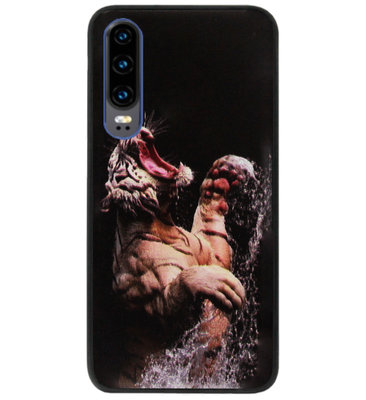 ADEL Siliconen Back Cover Softcase Hoesje voor Huawei P30 - Tijger Schreeuwend