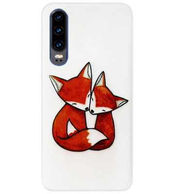 ADEL Siliconen Back Cover Softcase Hoesje voor Huawei P30 - Vossen Familie