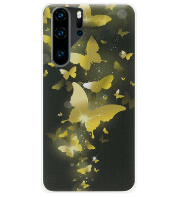 ADEL Siliconen Back Cover Softcase Hoesje voor Huawei P30 Pro - Vlinder Goud