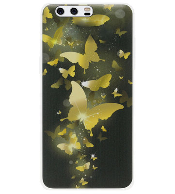 ADEL Siliconen Back Cover Softcase Hoesje voor Huawei P10 - Vlinder Goud