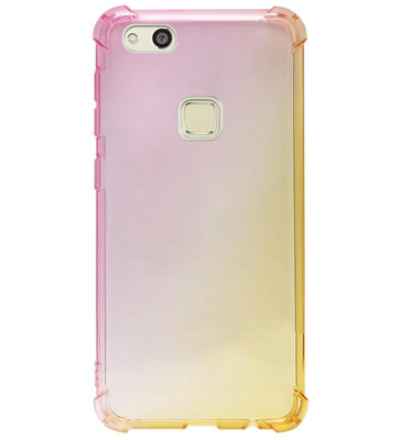 ADEL Siliconen Back Cover Softcase Hoesje voor Huawei P10 Lite - Kleurovergang Roze Geel