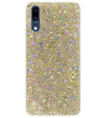 ADEL Premium Siliconen Back Cover Softcase Hoesje voor Huawei P20 - Bling Bling Glitter Goud
