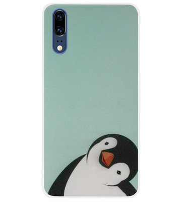 ADEL Siliconen Back Cover Softcase Hoesje voor Huawei P20 - Pinguin