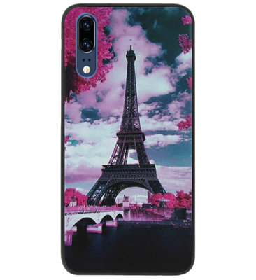 ADEL Siliconen Back Cover Softcase Hoesje voor Huawei P20 - Parijs Eiffeltoren
