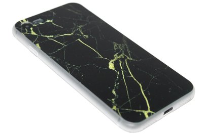 Marmer hoesje goudzwart siliconen iPhone SE (2022/ 2020)/ 8/ 7