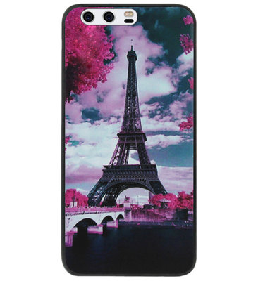 ADEL Siliconen Back Cover Softcase Hoesje voor Huawei P10 - Parijs Eiffeltoren