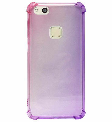 ADEL Siliconen Back Cover Softcase Hoesje voor Huawei P10 Lite - Kleurovergang Roze Paars