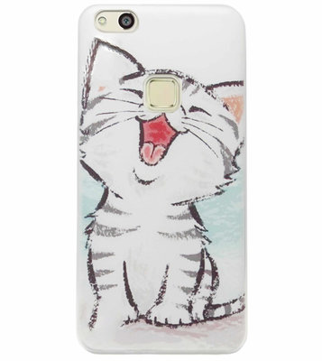 ADEL Siliconen Back Cover Softcase Hoesje voor Huawei P10 Lite - Kat Schattig