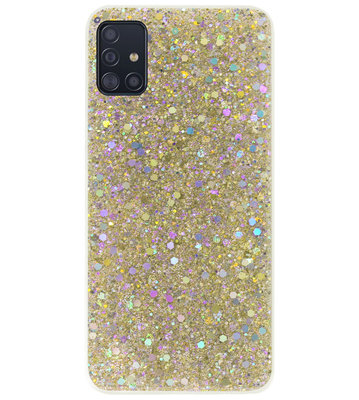 ADEL Premium Siliconen Back Cover Softcase Hoesje voor Samsung Galaxy A51 - Bling Bling Glitter Goud