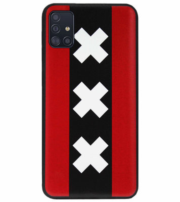 ADEL Siliconen Back Cover Softcase Hoesje voor Samsung Galaxy A71 - Amsterdam Andreaskruisen