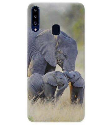 ADEL Siliconen Back Cover Softcase Hoesje voor Samsung Galaxy A20s - Olifant Familie