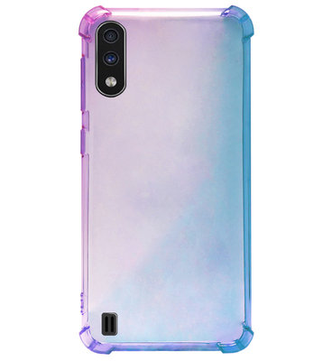 ADEL Siliconen Back Cover Softcase Hoesje voor Samsung Galaxy A01 - Kleurovergang Blauw Paars