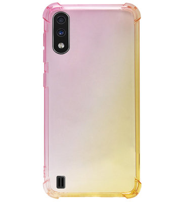 ADEL Siliconen Back Cover Softcase Hoesje voor Samsung Galaxy A01 - Kleurovergang Roze Geel