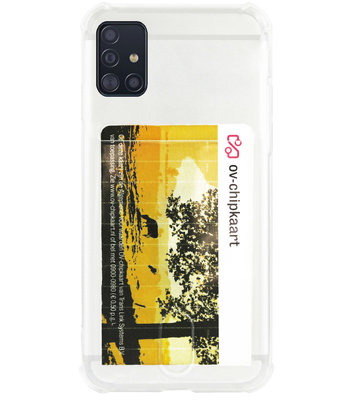 ADEL Siliconen Back Cover Softcase Hoesje voor Samsung Galaxy A51 - Pasjeshouder Doorzichtig