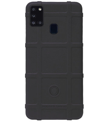 RUGGED SHIELD Rubber Bumper Case Hoesje voor Samsung Galaxy A21s - Zwart