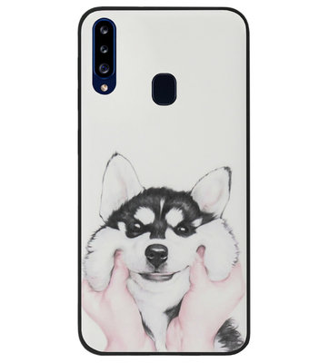 ADEL Siliconen Back Cover Softcase Hoesje voor Samsung Galaxy A20s - Husky Hond
