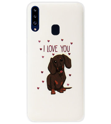 ADEL Siliconen Back Cover Softcase Hoesje voor Samsung Galaxy A20s - Teckel Hond