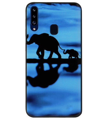 ADEL Siliconen Back Cover Softcase Hoesje voor Samsung Galaxy A20s - Olifant Familie