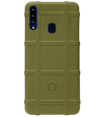 RUGGED SHIELD Rubber Bumper Case Hoesje voor Samsung Galaxy A20s - Groen