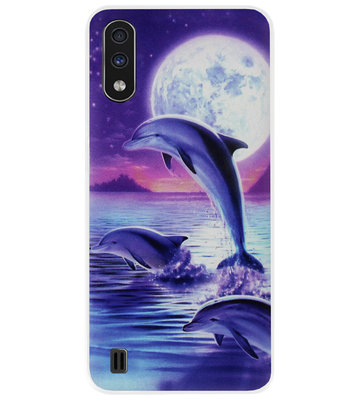 ADEL Kunststof Back Cover Hardcase Hoesje voor Samsung Galaxy A01 - Dolfijn Blauw