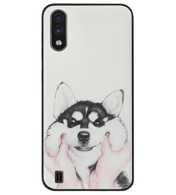 ADEL Siliconen Back Cover Softcase Hoesje voor Samsung Galaxy A01 - Husky Hond