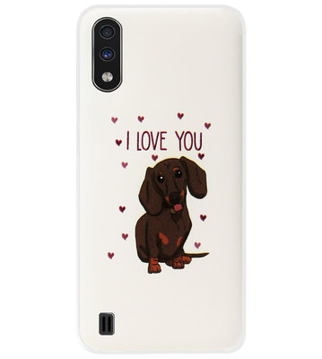 ADEL Siliconen Back Cover Softcase Hoesje voor Samsung Galaxy A01 - Teckel Hond