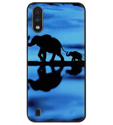 ADEL Siliconen Back Cover Softcase Hoesje voor Samsung Galaxy A01 - Olifant Familie