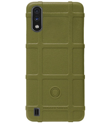 RUGGED SHIELD Rubber Bumper Case Hoesje voor Samsung Galaxy A01 - Groen