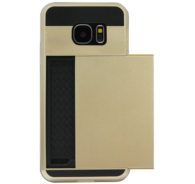 ADEL Kunststof Back Cover Hardcase Hoesje voor Samsung Galaxy S7 - Pasjeshouder Goud