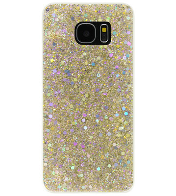 ADEL Premium Siliconen Back Cover Softcase Hoesje voor Samsung Galaxy S7 Edge - Bling Bling Glitter Goud