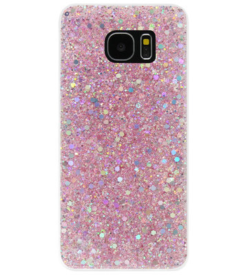 ADEL Premium Siliconen Back Cover Softcase Hoesje voor Samsung Galaxy S7 Edge - Bling Bling Roze