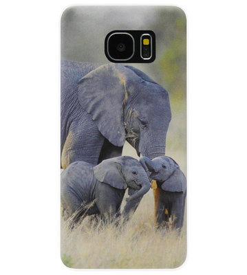 ADEL Siliconen Back Cover Softcase Hoesje voor Samsung Galaxy S7 Edge - Olifant Familie