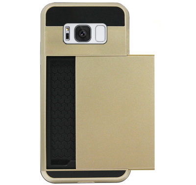 ADEL Kunststof Back Cover Hardcase Hoesje voor Samsung Galaxy S8 - Pasjeshouder Goud