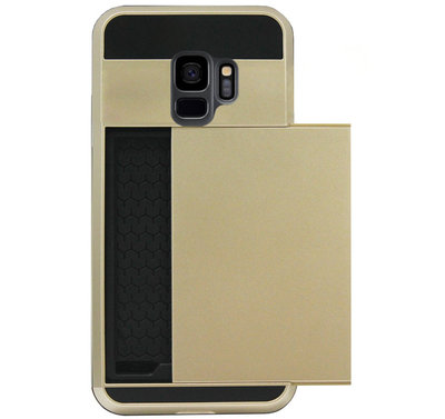 ADEL Kunststof Back Cover Hardcase Hoesje voor Samsung Galaxy S9 Plus - Pasjeshouder Goud