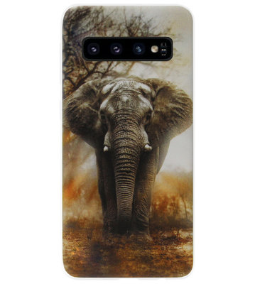 ADEL Siliconen Back Cover Softcase Hoesje voor Samsung Galaxy S10 - Olifanten