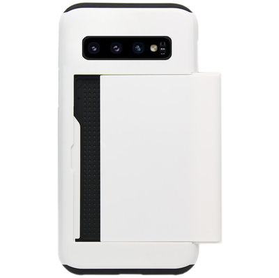 ADEL Kunststof Back Cover Hardcase Hoesje voor Samsung Galaxy S10 - Pasjeshouder Wit