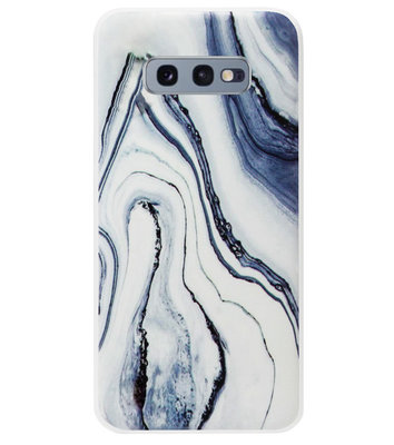 ADEL Siliconen Back Cover Softcase Hoesje voor Samsung Galaxy S10e - Marmer Blauw Wit