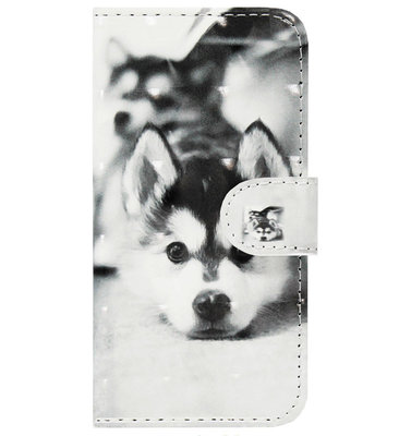 ADEL Kunstleren Book Case Pasjes Portemonnee Hoesje voor Samsung Galaxy S10e - Hond Liggend