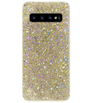 ADEL Premium Siliconen Back Cover Softcase Hoesje voor Samsung Galaxy S10 Plus - Bling Bling Glitter Goud