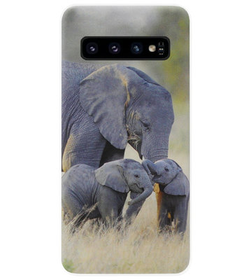 ADEL Siliconen Back Cover Softcase Hoesje voor Samsung Galaxy S10 Plus - Olifant Familie
