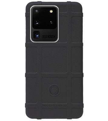 RUGGED SHIELD Rubber Bumper Case Hoesje voor Samsung Galaxy S20 Ultra - Zwart