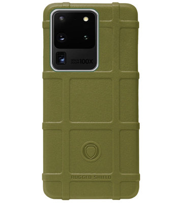RUGGED SHIELD Rubber Bumper Case Hoesje voor Samsung Galaxy S20 Ultra - Groen