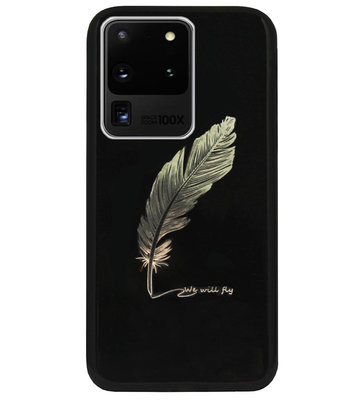 ADEL Siliconen Back Cover Softcase Hoesje voor Samsung Galaxy S20 Ultra - Veren Goud