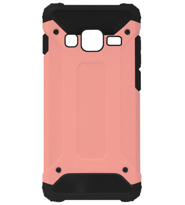 WLONS Rubber Kunststof Bumper Case Hoesje voor Samsung Galaxy J3 (2015)/ J3 (2016) - Goud Rose
