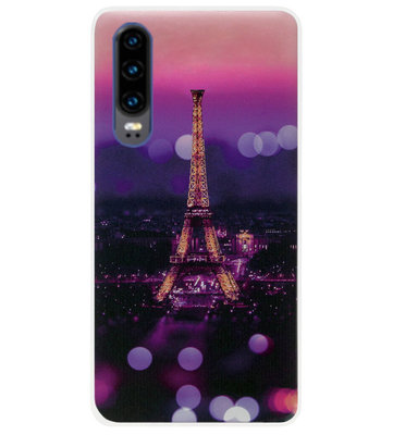 ADEL Siliconen Back Cover Softcase Hoesje voor Huawei P30 - Parijs Eiffeltoren