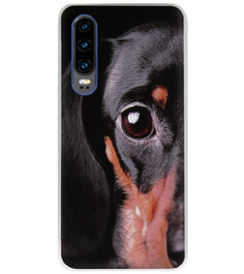 ADEL Siliconen Back Cover Softcase Hoesje voor Huawei P30 - Teckel Hond
