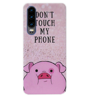 ADEL Siliconen Back Cover Softcase Hoesje voor Huawei P30 - Biggetje Don't Touch My Phone