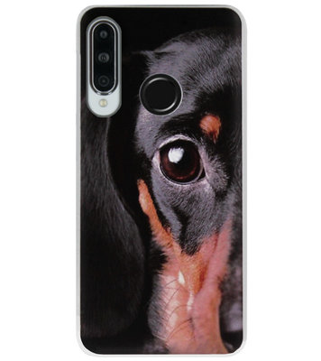 ADEL Siliconen Back Cover Softcase Hoesje voor Huawei P30 Lite - Teckel Hond